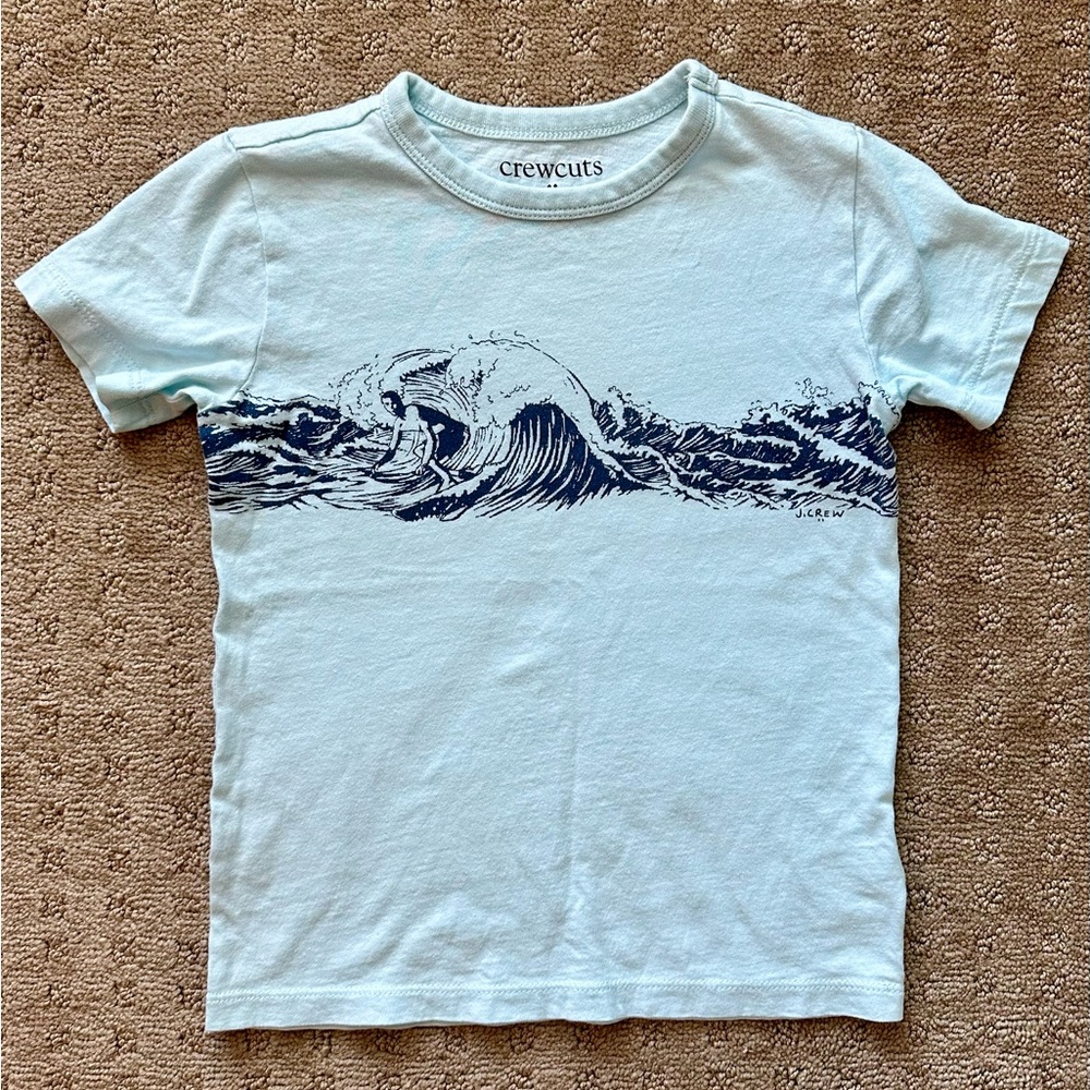 J. Crew Crewcuts Boy’s XS (4-5) Light Blue Surfer Short Sleeve T-Shirt
